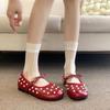 Женские балетки с бантом-бабочкой из жемчуга, элегантные туфли Мэри Джейн для дам, весна, осень, лаконичные, без шнуровки, Zapatos De Mujer