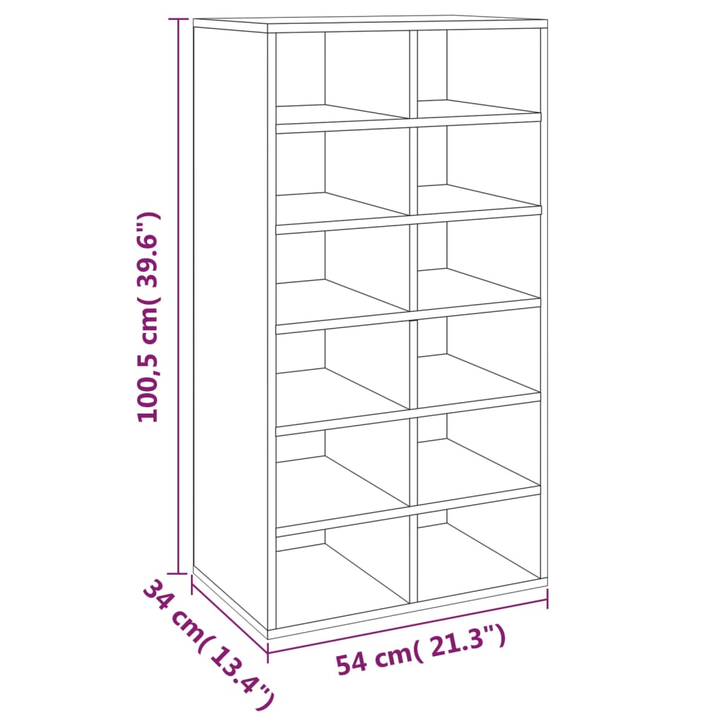 Shoe Rack Smoked Oak 54 x 34 x 100.5 cm Engineered Wood
