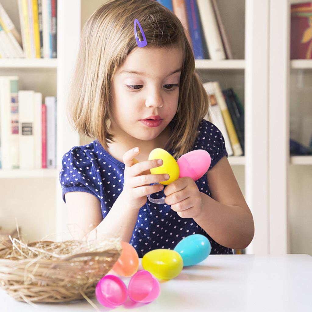 12Pcs Count Multicolor Fillable Plastic Easter Eggs, Plastic,Solid Color Easter Eggs Stuffer DIY Craft Decor Party Favors Kids Toy