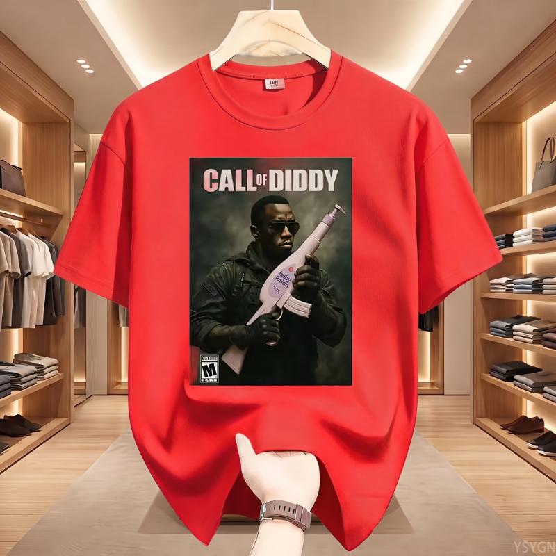 Call of Diddy T-shirt Men Women Parody Video Game Cover Graphic Tee Casual Round Neck Cotton Short Sleeve Tshirt