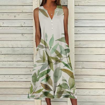 Женское миди-платье с цветочным принтом, летнее, с коротким рукавом, с лацканами, платье-майка, повседневное