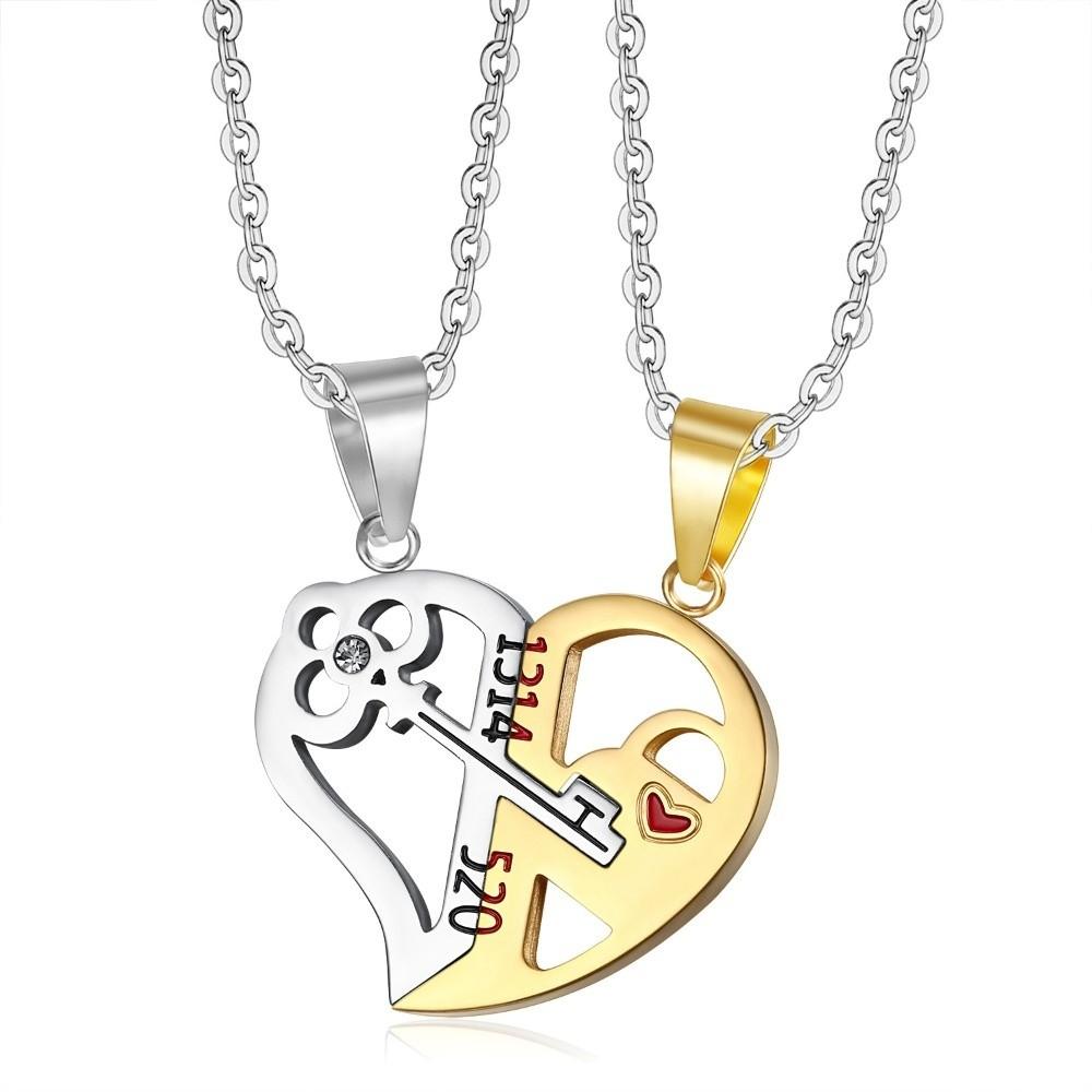 Personalized Design Couple Necklace Titanium Steel Heart Shape Necklace Couple Accessories