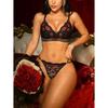 Sexy Lips Print Lace Lingerie Set Women Sheer Mesh Bra & Thong Panties Intimates Wireless No Padding Underwear