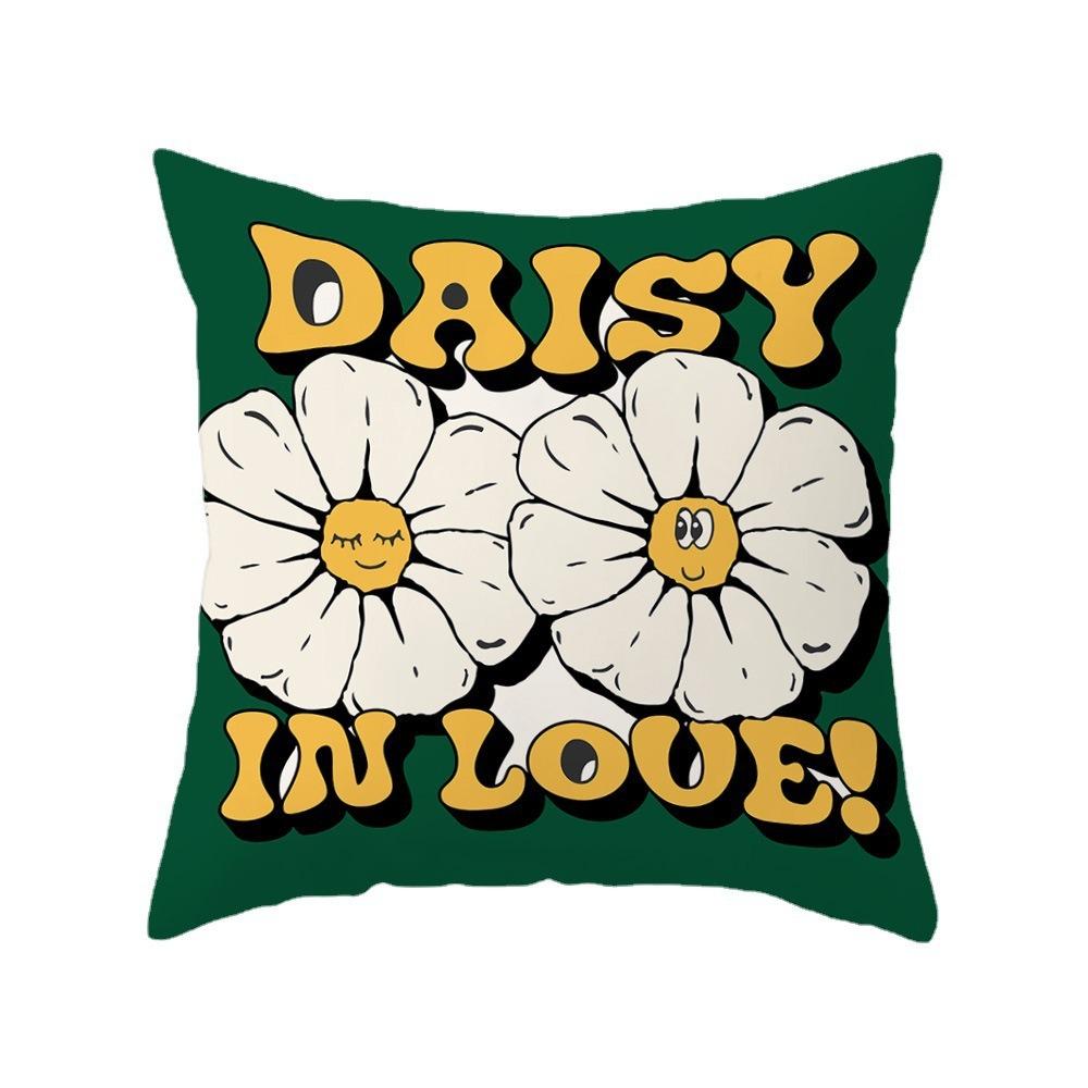 Modern Daisy Flower Peach Skin Pillow Cover 2D Flat Printed Cushion Case For Living Room Sofa Bedroom Home Decor 45X45Cm New