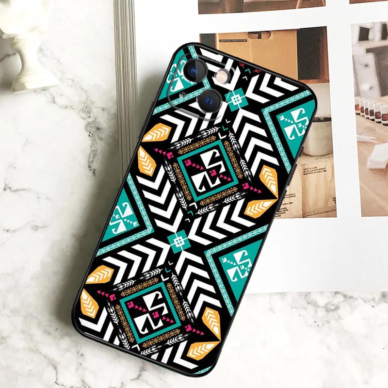 Tribal Aztec Geometric Colour Phone Case For iPhone 17 16 15 14 12 11 13 Pro Max Plus 12 13 Mini 16e 17 Air Cover Coque