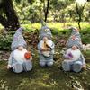 3Pcs/Set Outdoor Garden Gnome Statue Sitting Standing Butterfly Bird Mushroom Faceless Dwarf Resin Figurine Sculpture Decoration Ornament