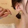 1 Pair Stud Earrings Shiny Rhinestone Inlaid Starburst Design Ear Studs Long-Lasting Color Earrings Jewelry Gift