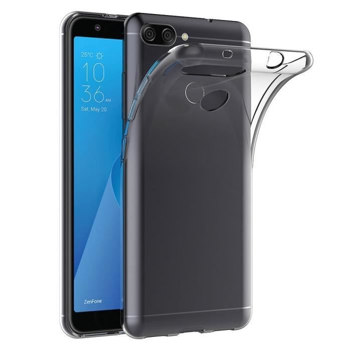 Coque - PHONILLICO - Asus ZB570TL Zenfone MAX PLUS M1 - TPU Transparent - Ultra Slim - Film Verre Trempé