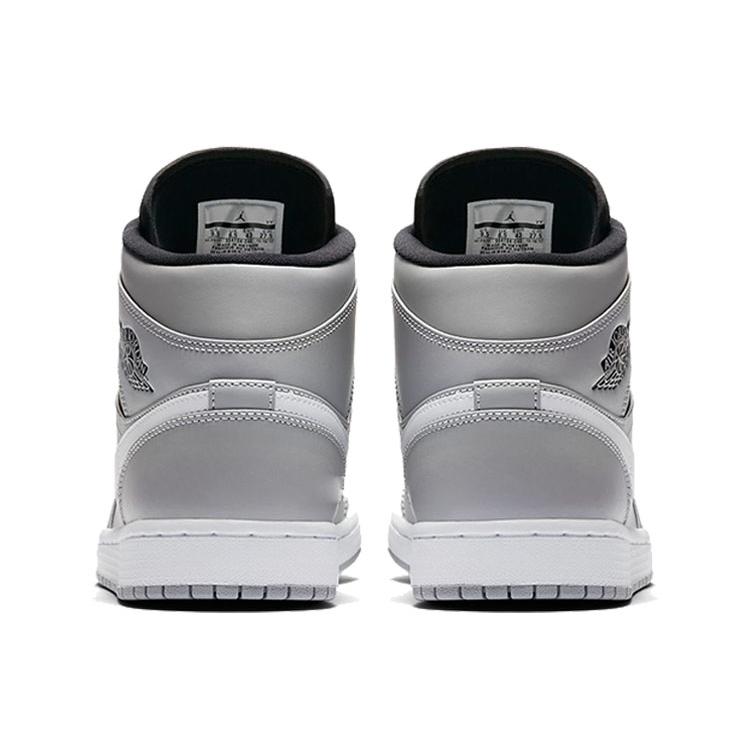 Jordan 1 Mid Серый Волк Черный Белый 554724-046