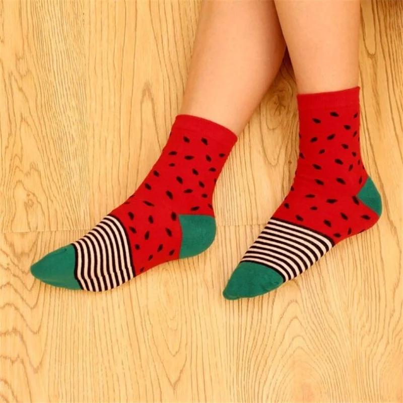 Модные мягкие забавные фруктовые узоры хлопковые носки унисекс носки с рисунком арбуза и ананаса художественная роспись носки аксессуары креативные подарки
