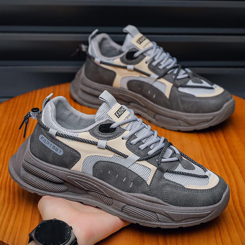 Летняя мужская обувь дышащая новая сетчатая спортивная обувь мужская трендовая универсальная увеличивающая рост обувь на платформе повседневная беговая обувь для папы