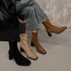 British Style Fashion Square Head Suede Boots 2025 New Temperament Fashion Boots Short Boots Women's Boots Elastic Thin Boots