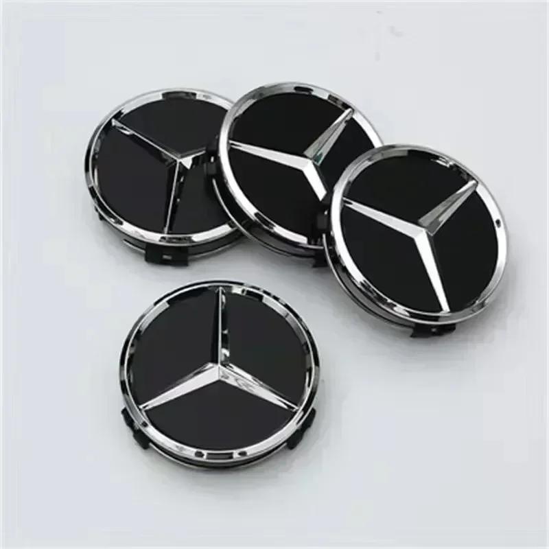 PIG4 4 Pieces/Set 75mm For Mercedes Benz AMG W203 W206 W220 W205 W211 W212 Car Wheel Center Hub Caps Benz Emblem Tire Rim Covers