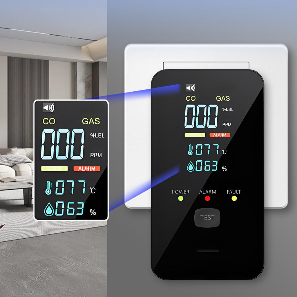 4-in-1 Portable Carbon Monoxide Alarm with Digital Display Plug-in Air Quality Monitor Real-Time CO Monitor for Home Kitchen RV