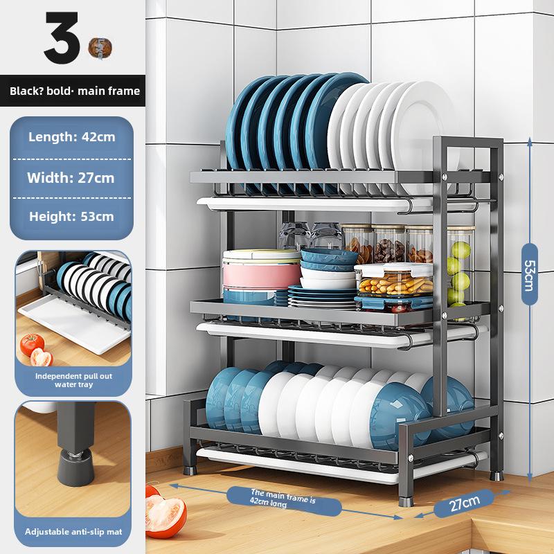 Multi-Layer Kitchen Dish and Bowl Rack with Drainage System