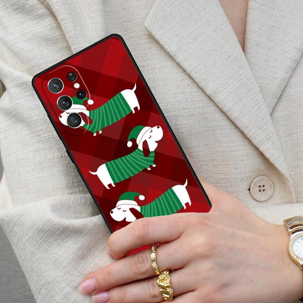 Dachshunds Christmas Sweater Pattern Cell Phone Case for Samsung Galaxy S26 Ultra S25 S24 S23 S22 S21 S20 Note10 Cover