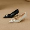 Yuanlitong Leather Women's Shoes Are Comfortable and Soft-soled, Not Tired Feet, French Single Shoes, the Same High-heeled Shoes In Shopping Malls, W