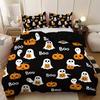 3-piece Halloween themed black cute ghost pattern duvet cover set 1 duvet cover+2 pillowcases coreless