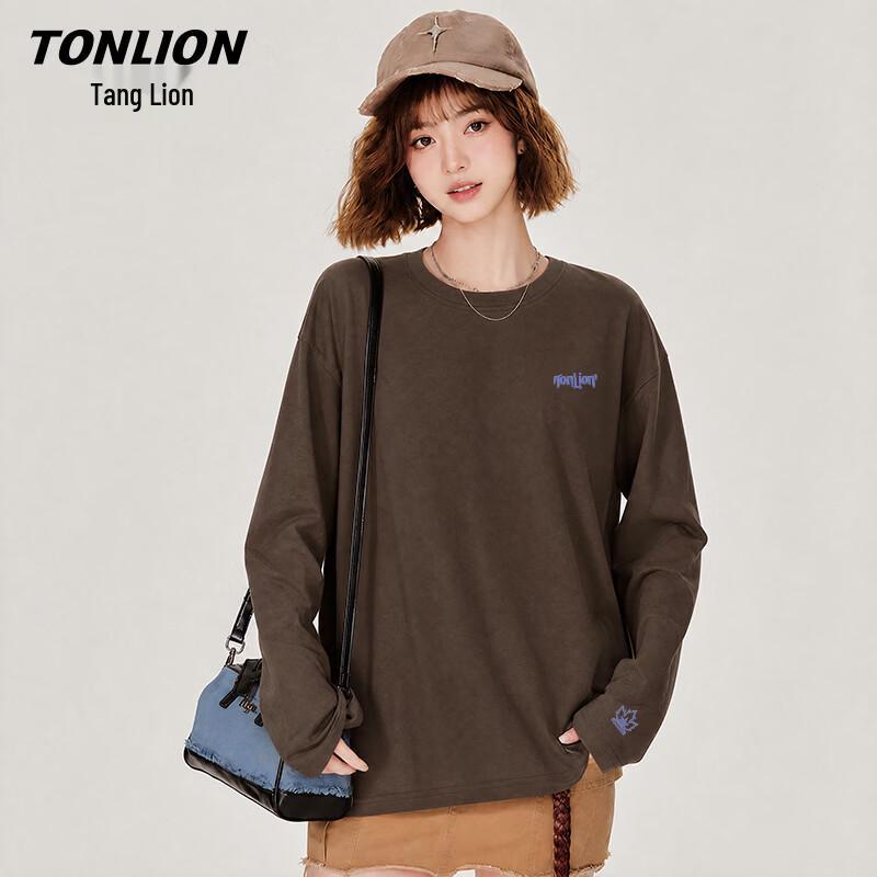 Женская хлопковая футболка с длинным рукавом TonLion