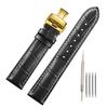 SEUER Tokishi Leather Watch Band, 22mm, 21mm, 20mm, 19mm, 18mm, 16mm, 14mm, Waterproof and Sweatproof, Crocodile-Embossed Crocodile Leather Pattern St
