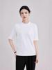 High-End Women's Ribbed Crew Neck Mid-Sleeve T-Shirt