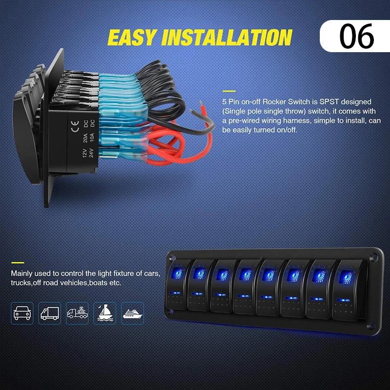 Для Морской Лодки Каравана Автомобиля Грузовика Водонепроницаемая Панель Двойного Переключателя С Вкл-Выкл Тумблером Светодиодная Панель Тумблеров 12-24В 6 Гнезд