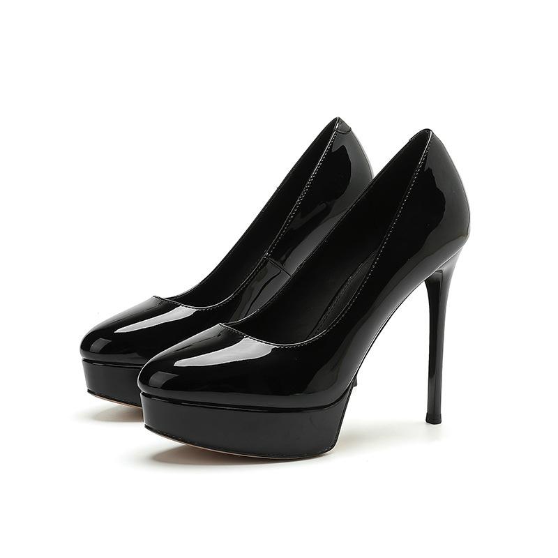 Трансграничные водонепроницаемые туфли на очень высоком каблуке женские туфли с круглым носком на тонком каблуке высокие каблуки сексуальные однотонные туфли CM