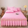Cotton Bed Skirt Three Piece Set Thickened Anti Slip Bed Cover Lace Bed Sheet Mattress Protective Cover
