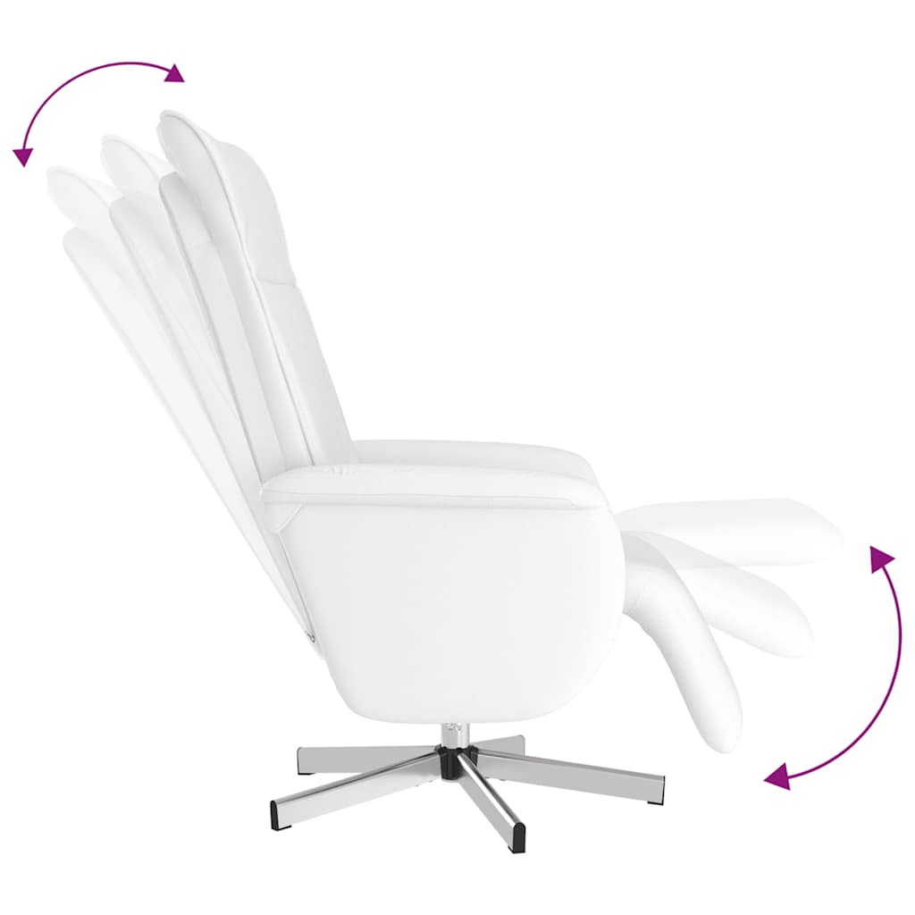 Massage Chair with Footrest White Faux Leather