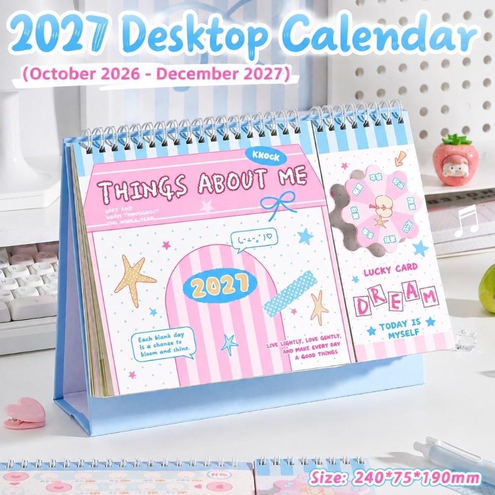 Spinning Wheel Design 2027 Calendar Dual Sided Coil Binding Table Calendar Desk Calendar Gift