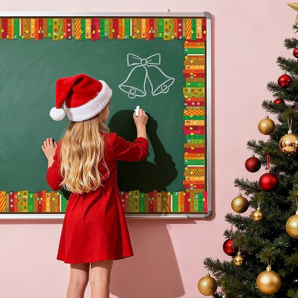 Self Adhesive Christmas Tree Stickers 10m Decorative Border Stickers Classroom Wall Decor