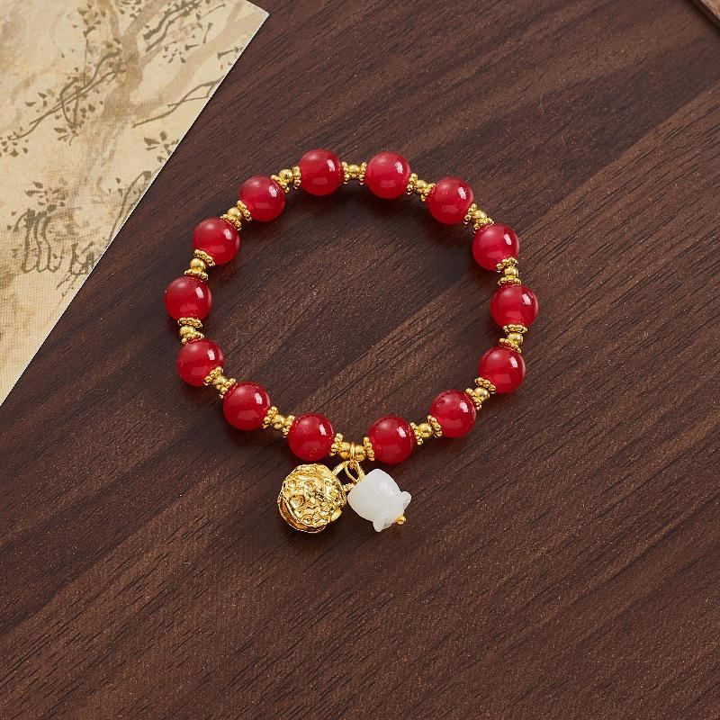 Очаровательный браслет с розовыми кристаллами и цветочным узором - Мечтательный подарок в придворном стиле для девушки