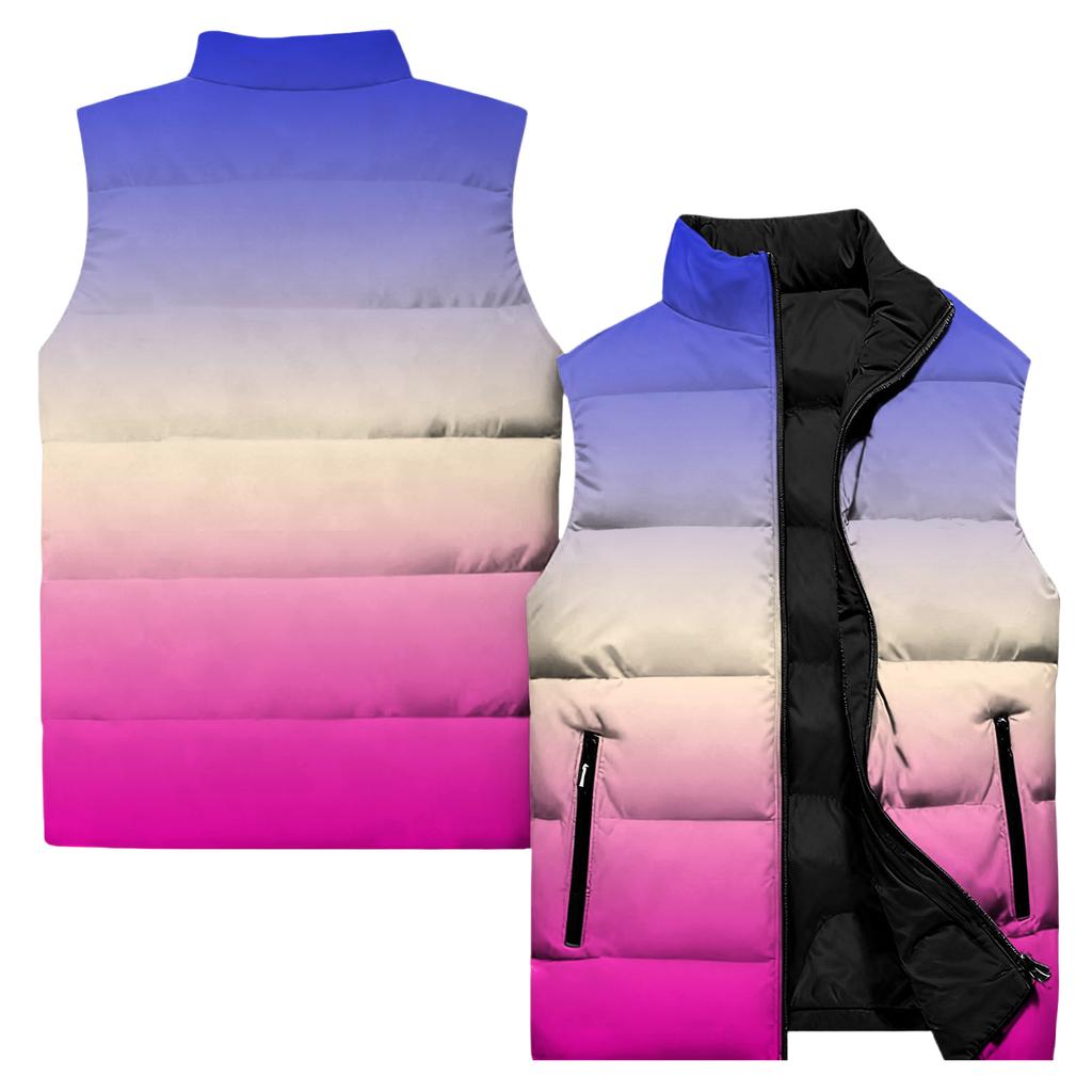 Ladies' Casual And Fashionable Sleeveless Vest Gradient Color Printing Cotton Jacket