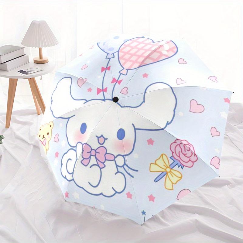 1pc Rose Balloon Cinnamoroll Theme Durable Cartoon Folding Umbrella, Portable 3-Fold Compact Umbrella for Men and Women, Suitable for Travel or Daily