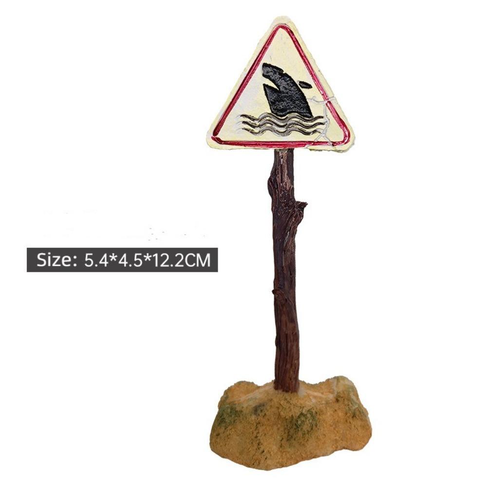 Artificial Aquarium Decoration Resin Aquarium Background Interesting Shark Warning Sign  Fish Tank