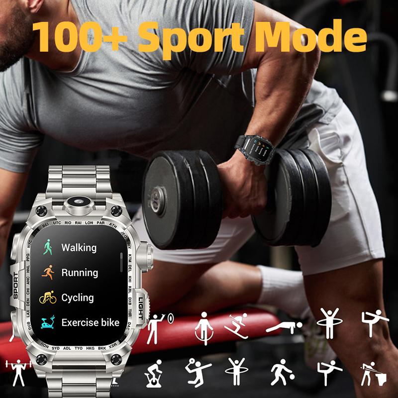 Новые многофункциональные квадратные уличные смарт-часы с большим экраном и фонариком, мониторингом здоровья, мужской спортивный браслет