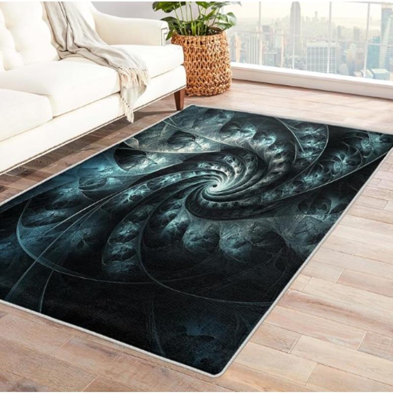 Космический Фрактальный Дизайн Ковер Синий Зеленый Узор Спиральной Галактики Таинственный Вихрь Искусство Богемный Стиль Ковер для Пола Гостиной