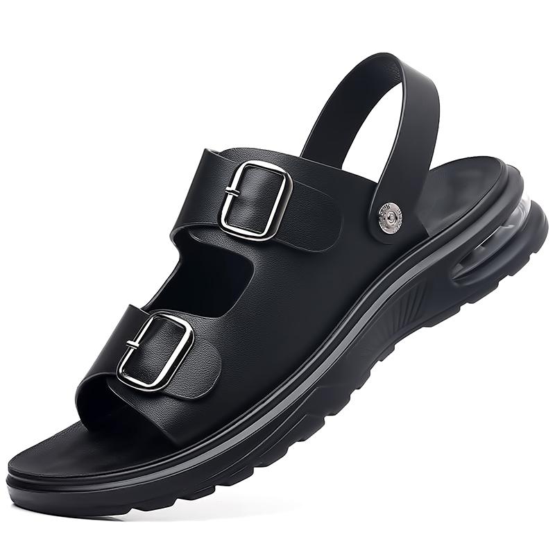 2024 Summer Outdoor Beach Sandals Genuine Leather Men Sandals Slippers Two Wear Non-slip Bottom Casual Business Sandals for Men