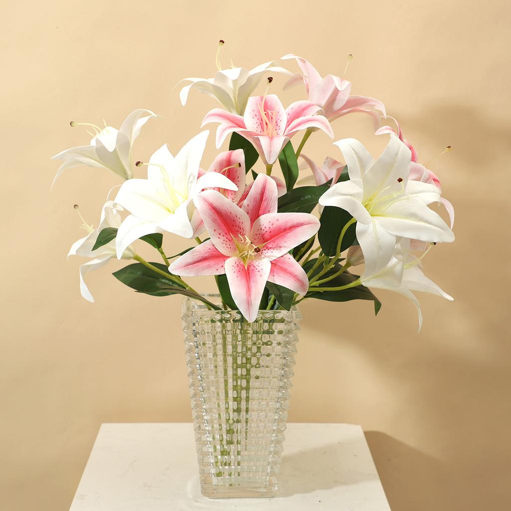 Lily artificial flower, home living room decoration wedding ornament fake flower