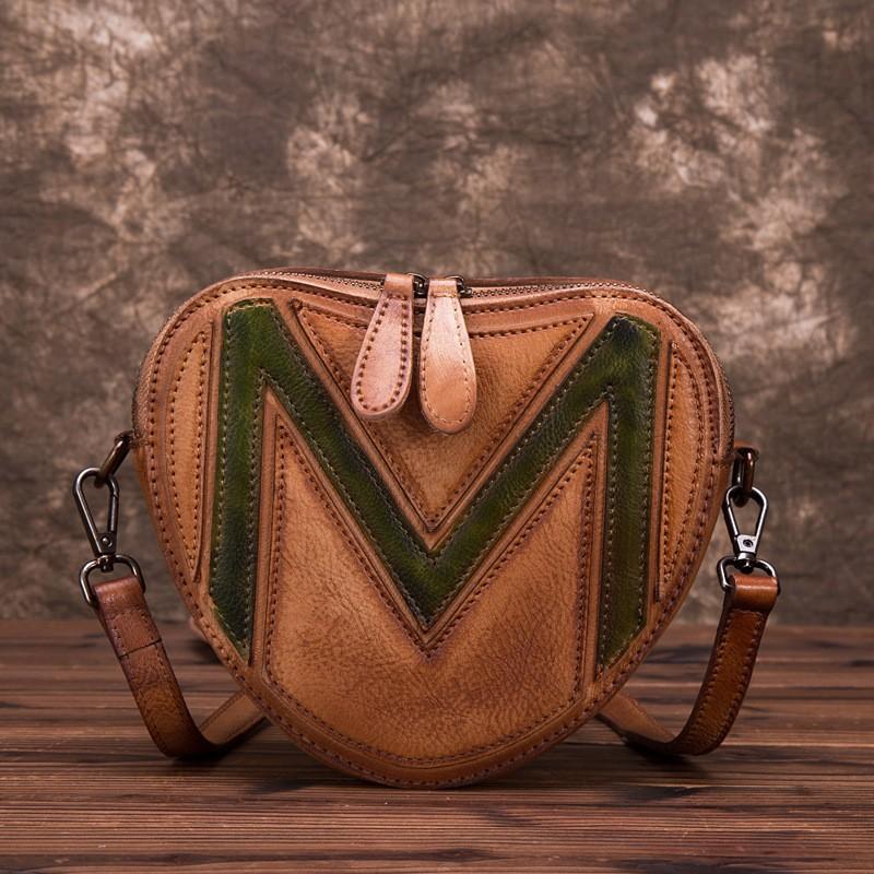 Сумочка Креативная сумка через плечо в форме сердца Ретро М слово круглая сумка ручной работы