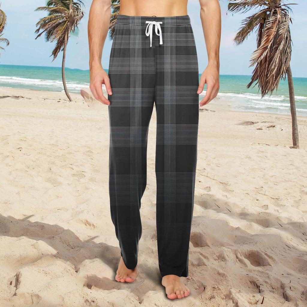 Мужские трикотажные повседневные брюки с модным принтом и завязками, пижамные брюки