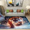 Дикий тигр с эффектом пламени, большой ковер для гостиной, фоновый дизайн с величественным тигровым узором, противоскользящий коврик для домашнего декора