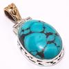 Натуральная тибетская бирюза 925 пробы цельное стерлинговое серебро двухцветная подвеска 1,26" t2E45