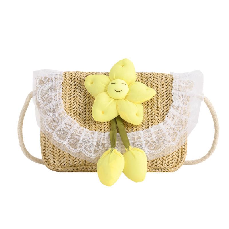 Kids Straw Basket Bag For Girls With Breathable Durability For Daily Outings