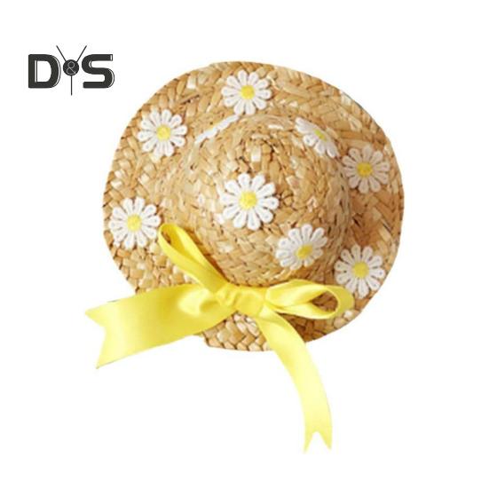 Мини-соломенные шляпы Миниатюрная соломенная шляпа ручной работы Вязаная ковбойская шляпа Кукольный домик Аксессуары для кукол Поделки Крыльцо Гусь