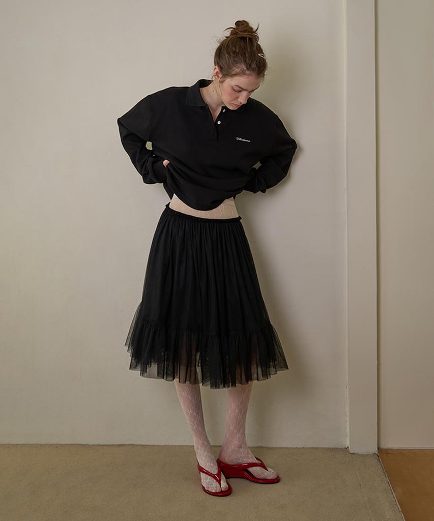 Without Summer Tulle Midi Skirt_Black
