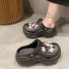 Super thick sweating dog hole shoes women's 2 platform beach shoes to increase the height and cool slippers to wear outside