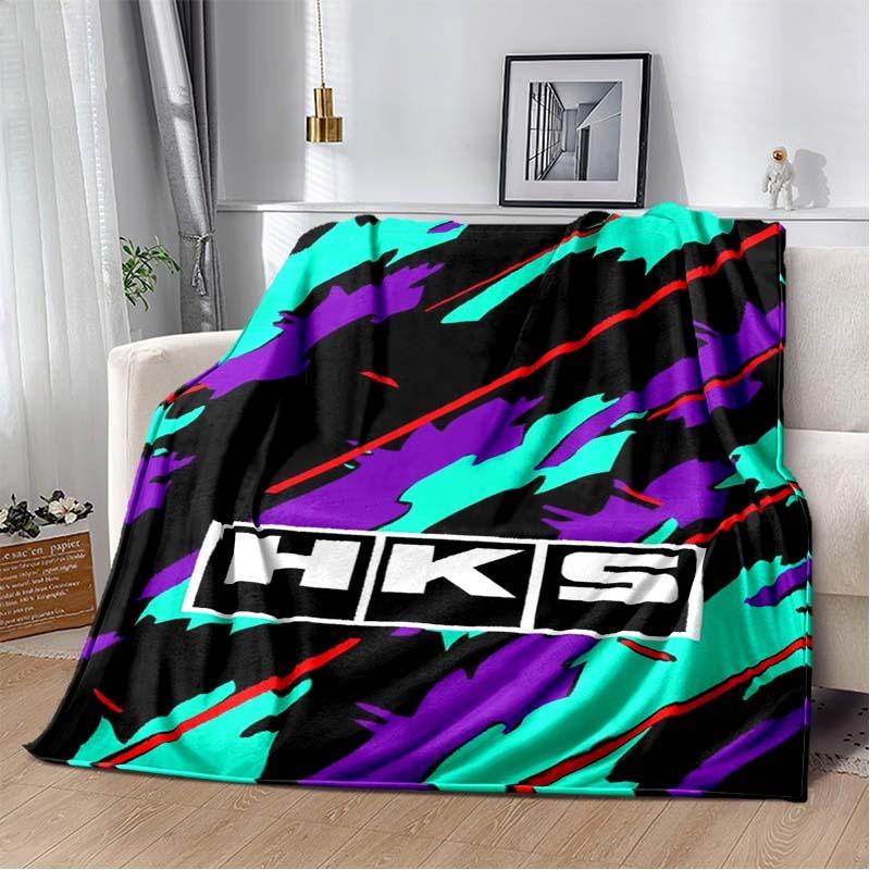 H-HKS Racing car logo printed blanket flannel home sofa bed warm and comfortable portable office bed cover picnic blanket gift