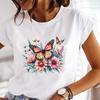 (Asian Size)  Tee Top Sweet Butterfly Trend Cute Short Sleeve T Shirt Women Clothing Casual Fashion Print Lady Female Graphic T-shirts