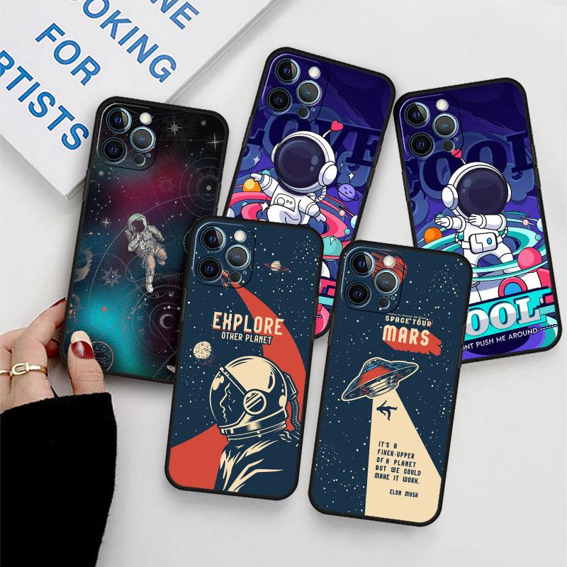 Мягкий чехол для Apple iPhone 11 13 Pro Max 14 12 Mini 7 8 Plus X XS XR SE 2020 6 6S 5 5S Чехол для телефона Funda Мультяшный Крутой Астронавт
